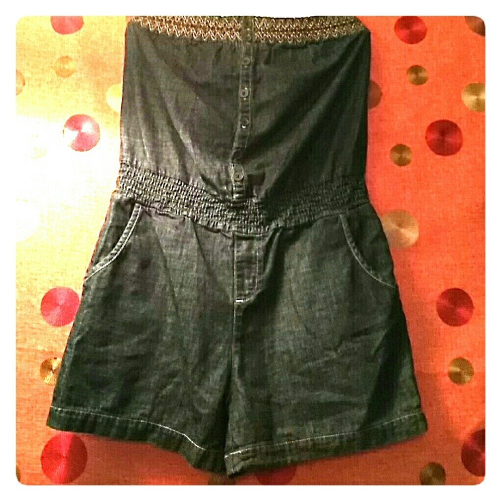STRAPLESS JEANS ROMPER